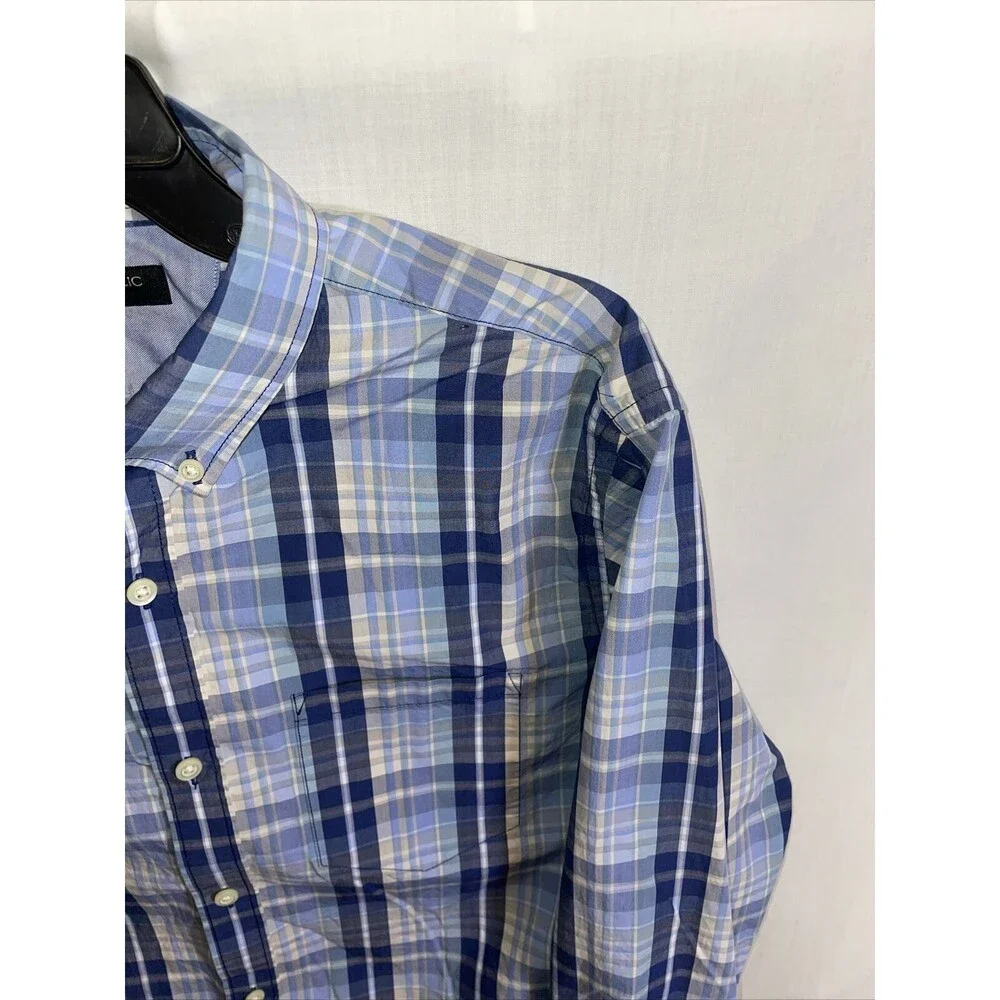 Banana Republic Dress Shirt Mens Size Medium Slim Fit Blue Striped Button Up LS